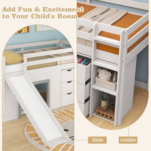 Load image into Gallery viewer, Single Size Pine Wood Loft Bed with Slide and Ladder and Game House