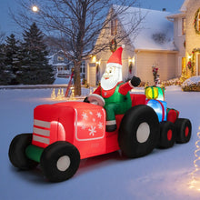 Load image into Gallery viewer, Inflatable Christmas Santa Claus Driving a Tractor with Gifts and LED Lights
