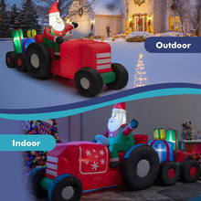Load image into Gallery viewer, Inflatable Christmas Santa Claus Driving a Tractor with Gifts and LED Lights