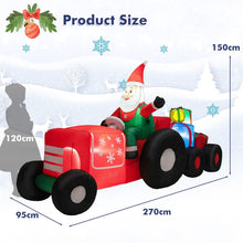Load image into Gallery viewer, Inflatable Christmas Santa Claus Driving a Tractor with Gifts and LED Lights