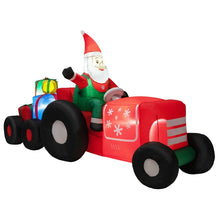 Load image into Gallery viewer, Inflatable Christmas Santa Claus Driving a Tractor with Gifts and LED Lights