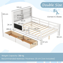 Load image into Gallery viewer, Double Size Bed Frame with 2 Storage Drawers White