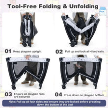 Load image into Gallery viewer, Foldable Pack and Play Portable Baby Playard with Rocking Bassinet and Diaper Changing Table