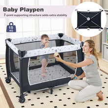 Load image into Gallery viewer, Foldable Pack and Play Portable Baby Playard with Rocking Bassinet and Diaper Changing Table