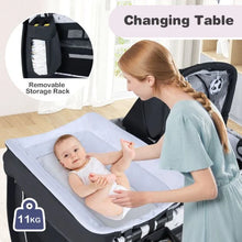 Load image into Gallery viewer, Foldable Pack and Play Portable Baby Playard with Rocking Bassinet and Diaper Changing Table
