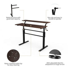 Load image into Gallery viewer, 2-Tier Standing Desk with Adjustable Height and Crank Handle