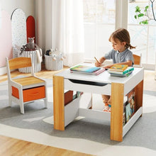 Load image into Gallery viewer, 4 in 1 Wooden Children Activity Desk with 2 Chairs