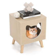 Load image into Gallery viewer, Cat Litter Box Enclosure with Rubber Wood Legs and Detachable Top