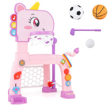 Load image into Gallery viewer, 4 in 1 Multi-sport Activity Center, Kids Basketball Hoop Set