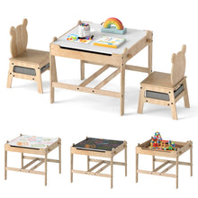 Load image into Gallery viewer, Kids Table and Chairs 4 in 1 Wooden Activity Desk Set (Bear Shape)