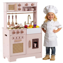 Load image into Gallery viewer, Kids Play Kitchen, Wooden Toy Kitchen with Stoves, Oven