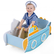 Load image into Gallery viewer, Kids Rocking Boat, Submarine-Themed Wooden Rocking Ship Toy with Rotating Propeller