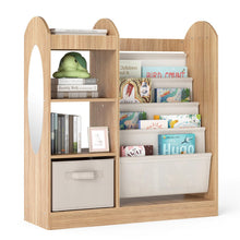 Load image into Gallery viewer, Kids Bookshelf, Toy Storage Organizer with Full-Length Mirror