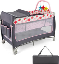 Load image into Gallery viewer, 3 in 1 Baby Playard Portable Infant Nursery Center with Toy Bar