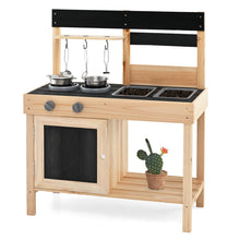 Load image into Gallery viewer, Mud Kitchen, Fir Wood Outdoor Play Kitchen with 2 Removable Sinks, Storage Shelves