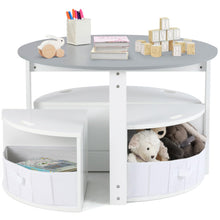 Load image into Gallery viewer, Kids Table with 4 Chairs, Wooden Children Activity Desk with 4 Storage Stools