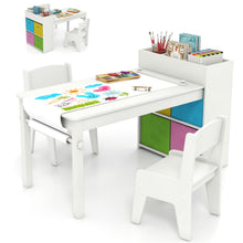 Load image into Gallery viewer, Kids Art Table and Chairs Set with Paper Roll and Storage Shelves