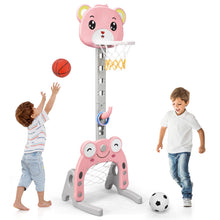 Load image into Gallery viewer, 3-in-1 Height Adjustable Basketball Stand with Football Goal and Ring Toss