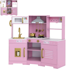 Load image into Gallery viewer, Wooden Pretend Play Kitchen with Real Sounds and Lights