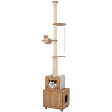 Load image into Gallery viewer, Floor to Ceiling Cat Tree, 256-275 cm Height Adjustable Cat Tower