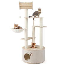 Load image into Gallery viewer, 141cm Tall Wooden Cat Tree for Indoor Cats Solid Plywood Multi-Level Kitten Tower