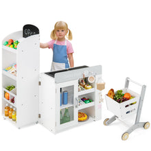 Load image into Gallery viewer, Kids Grocery Store Playset Convertible with Shopping Cart and Movable Checkout Belt