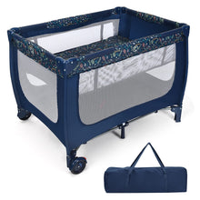Load image into Gallery viewer, 2-in-1 Foldable Baby Playpen with Lockable Wheels and Mattress