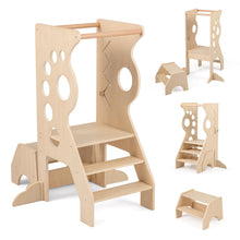 Load image into Gallery viewer, 2 in 1 Wooden Standing Tower with Removable Safety Bars