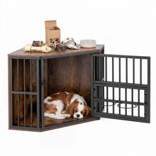 Load image into Gallery viewer, Wooden Dog House with 3-Level Adjustable Dog Bowl Rack