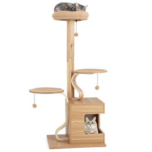 Load image into Gallery viewer, Wooden Cat Tree, 129cm Tall Cat Tower