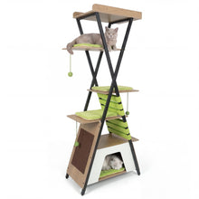 Load image into Gallery viewer, Multi-level Cat Tree, 185CM Wooden Cat Tower with Elevated Perch