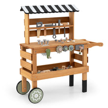 Load image into Gallery viewer, 2-in-1 Toddler Workbench Rolling Cart with Play Tools Set