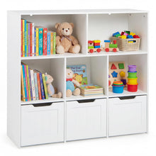 Load image into Gallery viewer, Wooden Toy Storage Organizer Kids Bookshelf with 5 Open Cubes and 3 Movable Drawers