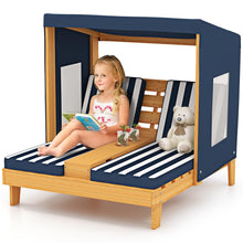 Load image into Gallery viewer, Kids Double Sun Lounger, 2-Seater Garden Lounge Chair with Canopy