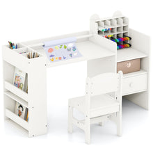 Load image into Gallery viewer, Wooden Toddler Craft Desk with Removable Paper Roll Holder & Cubby Cabinet
