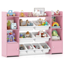 Load image into Gallery viewer, 142 cm Large Toy Storage Organizer with 8 Removable Bins and Bookshelf