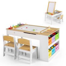 Load image into Gallery viewer, Kids Wooden Toddler Craft Easel Desk with 2-Tier Open Shelf