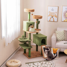 Load image into Gallery viewer, Cactus Cat Tree, 160cm Tall Cat Tower with Sisal Scratching Posts, 2 Perches, 2 Cat Condos, Hammock
