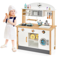 Load image into Gallery viewer, Wooden Kids Play Kitchen, Chef Pretend Toy Kitchen with Clock