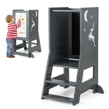 Load image into Gallery viewer, Kids Step Stool, Wooden Kitchen Toddler Helper Stand with Adjustable Height