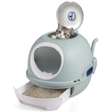 Load image into Gallery viewer, Cat Litter Box with Lid, Helicopter Style Fully Enclosed Cat Toilet with Scoop
