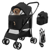 Load image into Gallery viewer, Foldable Pet Stroller with 4-Level Adjustable Canopy and Storage Basket