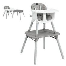 Load image into Gallery viewer, Convertible Baby Dining High Chair with Adjustable and Removable Tray & 5-Point Seat Belt