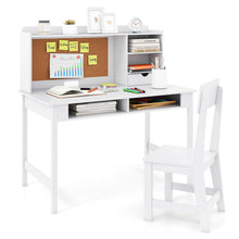 Load image into Gallery viewer, Wooden Study Table with Storage Hutch & Open Shelves