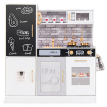 Load image into Gallery viewer, Play Kitchen Toy Set with Chalkboard and Real Sounds & Lights