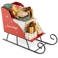 Load image into Gallery viewer, Red Christmas Santa Sleigh, Metal Xmas Decoration