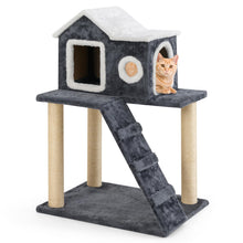 Load image into Gallery viewer, 90cm Modern Cat Tree 3-level Cat Condo Furniture with Openable Roof
