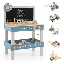 Load image into Gallery viewer, Kids Wooden Play Workbench with Blackboard and Tool Parts Set