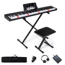 Load image into Gallery viewer, 88 Key Digital Piano Keyboard, Full Size Electric Piano with Adjustable Stand & Stool