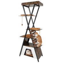 Load image into Gallery viewer, Multi-level Cat Tree, 185CM Wooden Cat Tower with Elevated Perch